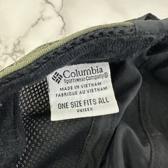 Columbia Vintage 90s Mesh Trim Hat One Size Black Green Trim Pocket Vented - Picture 6 of 7